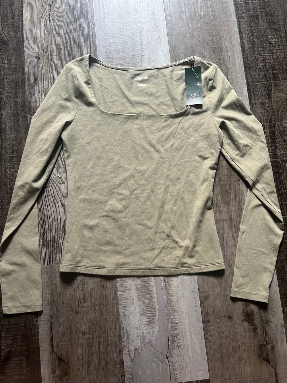 wild fable Olive Green Long-Sleeve Square Neck Top